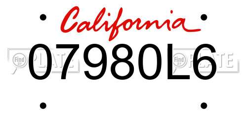 07980L6 California License Plate