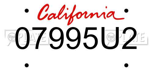 07995U2 California License Plate