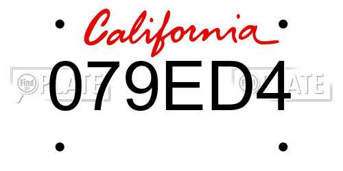 079ED4 California License Plate