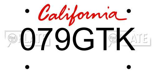079GTK California License Plate