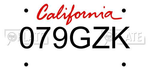 079GZK California License Plate