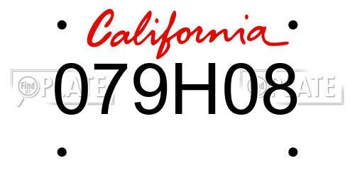 079H08 California License Plate