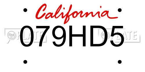 079HD5 California License Plate