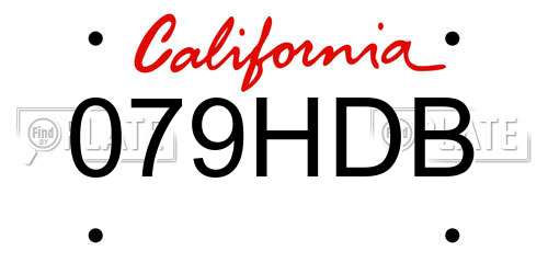 079HDB California License Plate