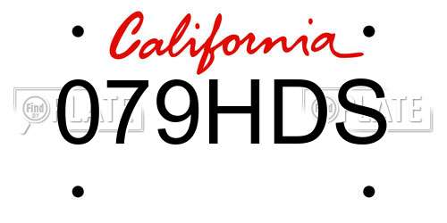 079HDS California License Plate