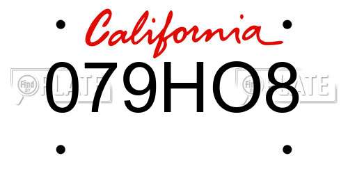 079HO8 California License Plate