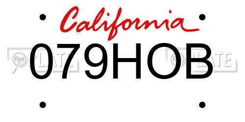 079HOB California License Plate
