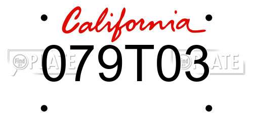 079T03 California License Plate