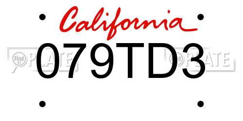 079TD3 California License Plate
