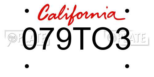079TO3 California License Plate