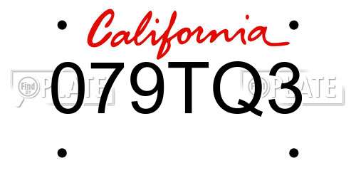 079TQ3 California License Plate