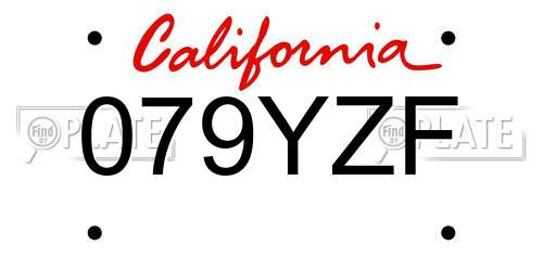 079YZF California License Plate