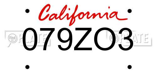079ZO3 California License Plate