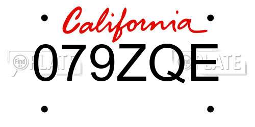 079ZQE California License Plate