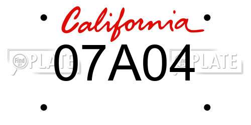 07A04 California License Plate