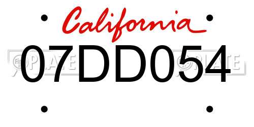 07DD054 California License Plate