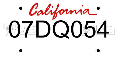 07DQ054 California License Plate