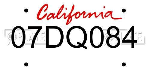 07DQ084 California License Plate