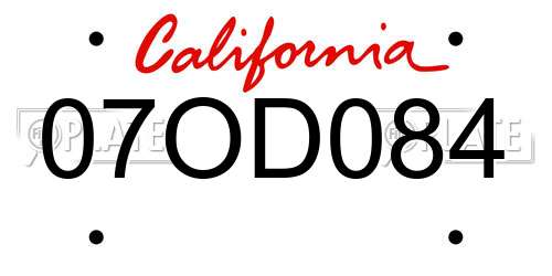 07OD084 California License Plate