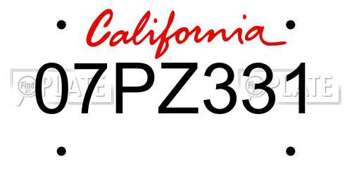 07PZ331 California License Plate