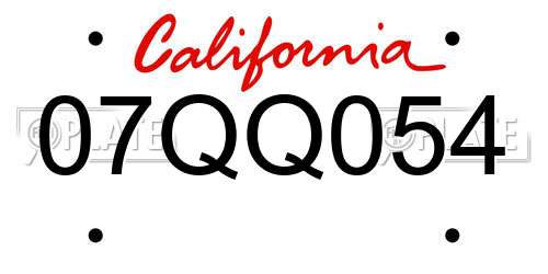 07QQ054 California License Plate