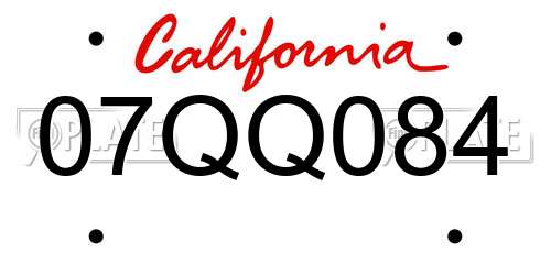 07QQ084 California License Plate