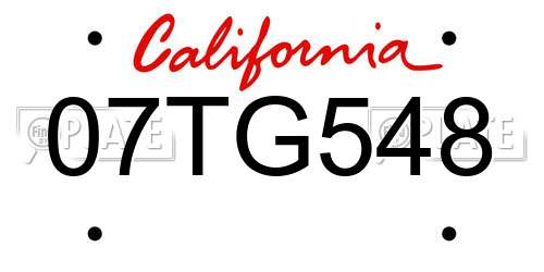 07TG548 California License Plate