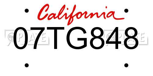 07TG848 California License Plate