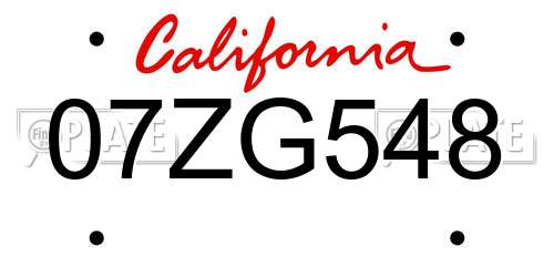 07ZG548 California License Plate