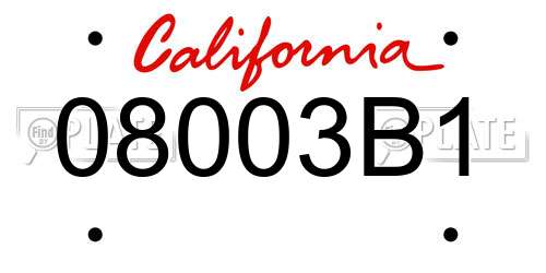 08003B1 California License Plate
