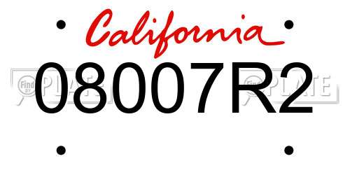 08007R2 California License Plate