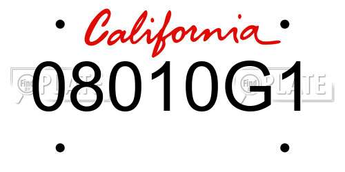 08010G1 California License Plate