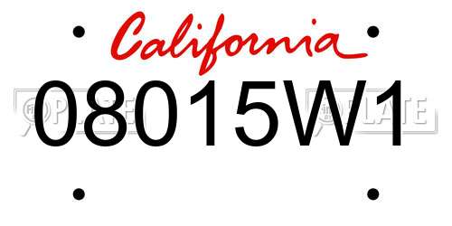 08015W1 California License Plate
