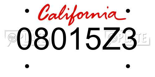 08015Z3 California License Plate