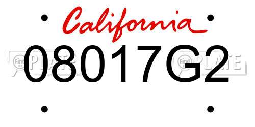 08017G2 California License Plate