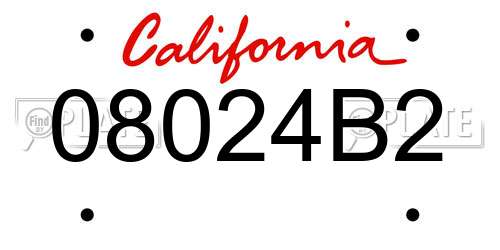 08024B2 California License Plate
