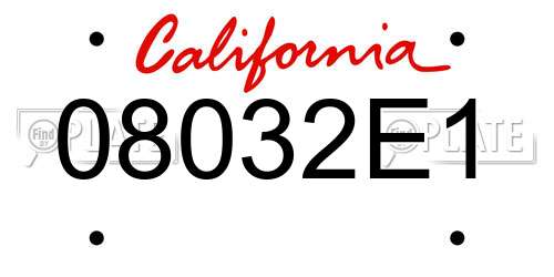 08032E1 California License Plate