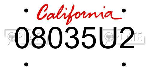 08035U2 California License Plate