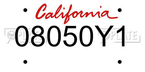 08050Y1 California License Plate