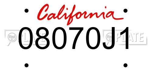 08070J1 California License Plate