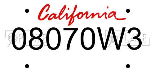 08070W3 California License Plate