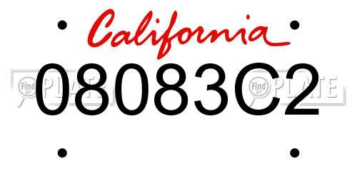 08083C2 California License Plate