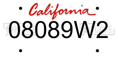 08089W2 California License Plate