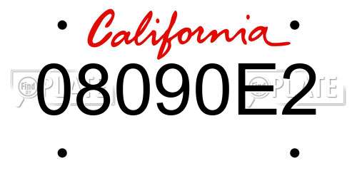 08090E2 California License Plate