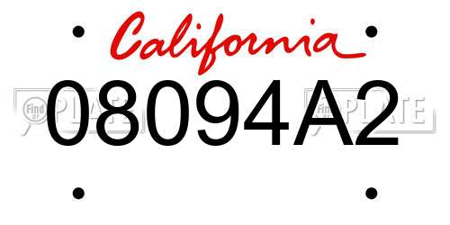 08094A2 California License Plate