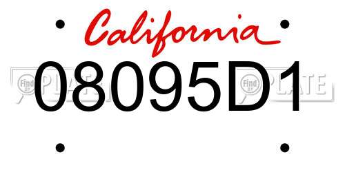 08095D1 California License Plate