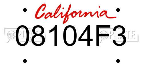 08104F3 California License Plate