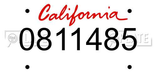 0811485 California License Plate