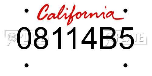 08114B5 California License Plate