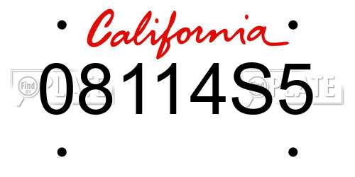 08114S5 California License Plate